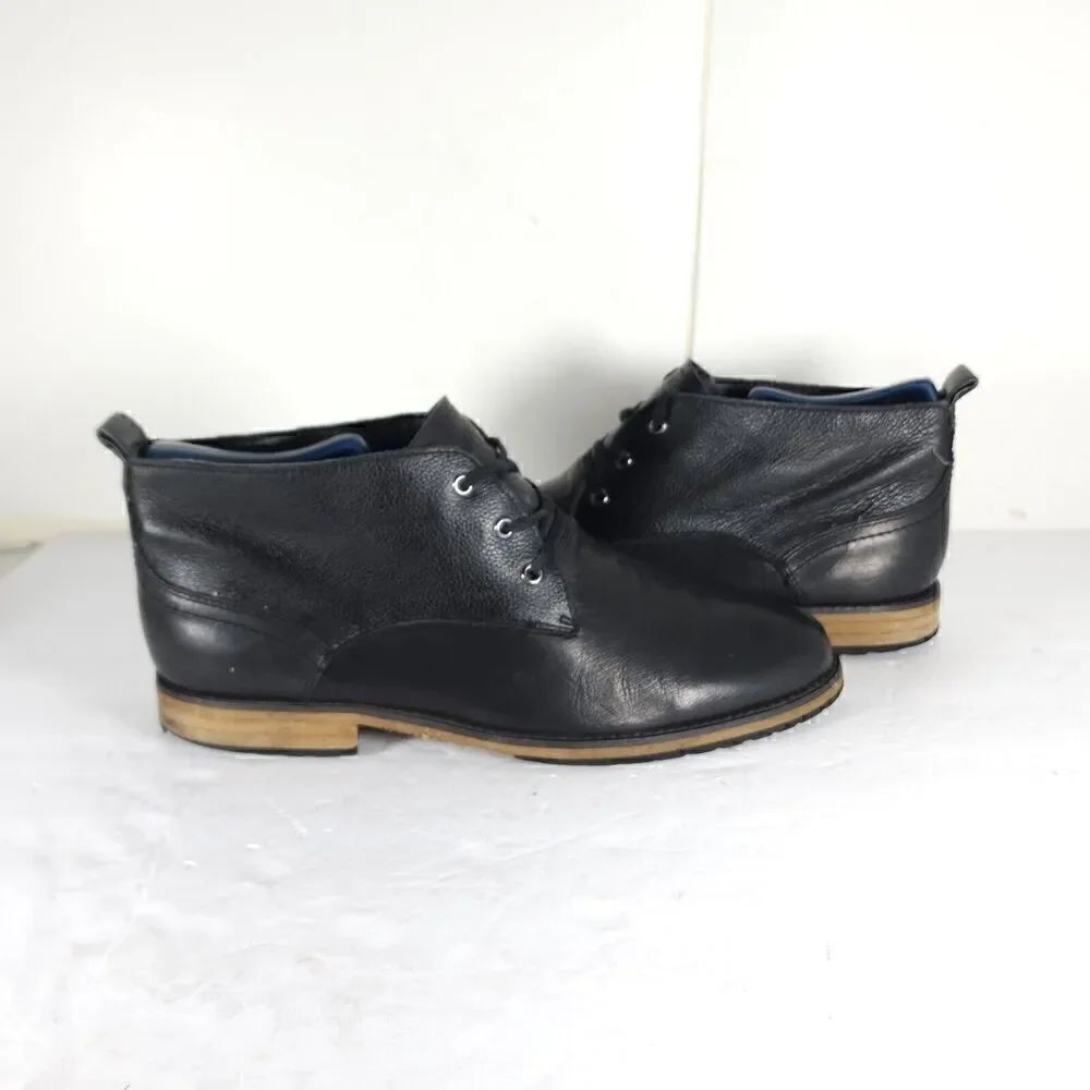 Andrew Marc Men's Nykanel US 11 Black Leather Lace-Up Ankle Chukka Boots - Picture 9 of 14
